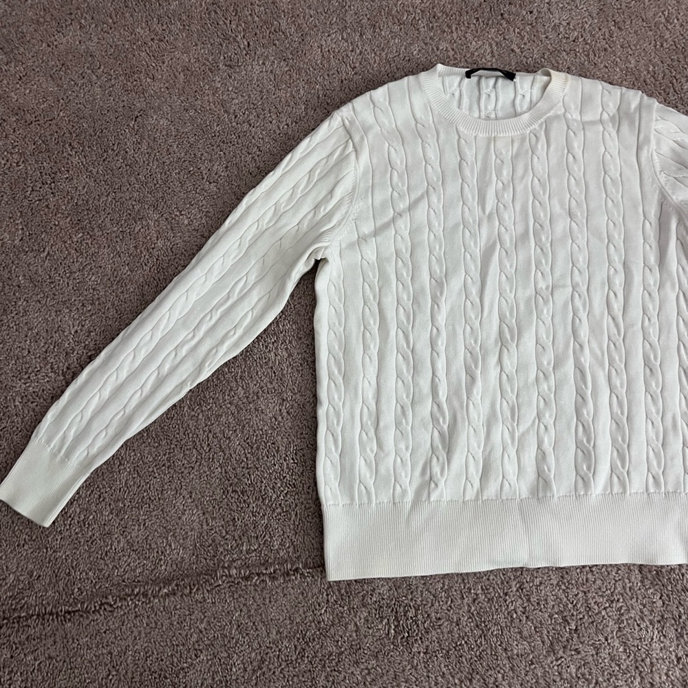 Polo Ralph Lauren White Cable Knit Sweater